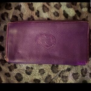 Carlos Falci purple leather clutch long Wallet
